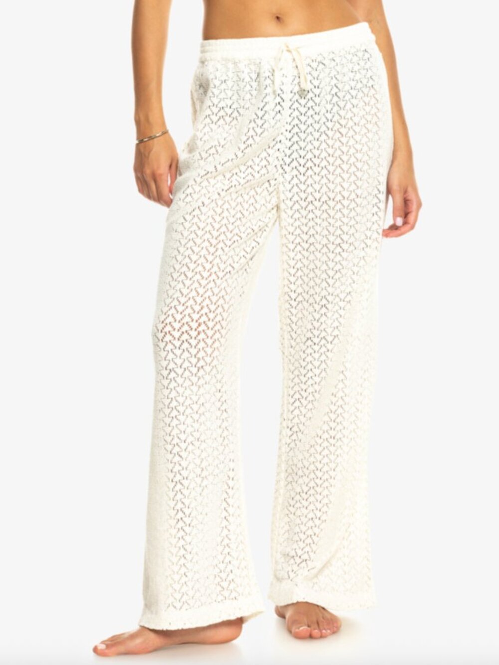 Roxy Mood Moving Crochet Beach Pants Cream NWT Size L